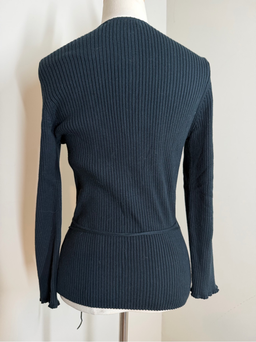 The Limited Black Ribbed Wrap Sweater — image 2 of 7